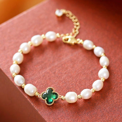Bracelet de Chance "Trèfle et Perles"